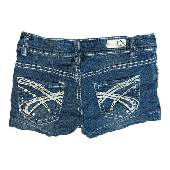 Kaba Embellished Jean Denim Shorts Distressed Booty Size 0 - Picture 3 of 6